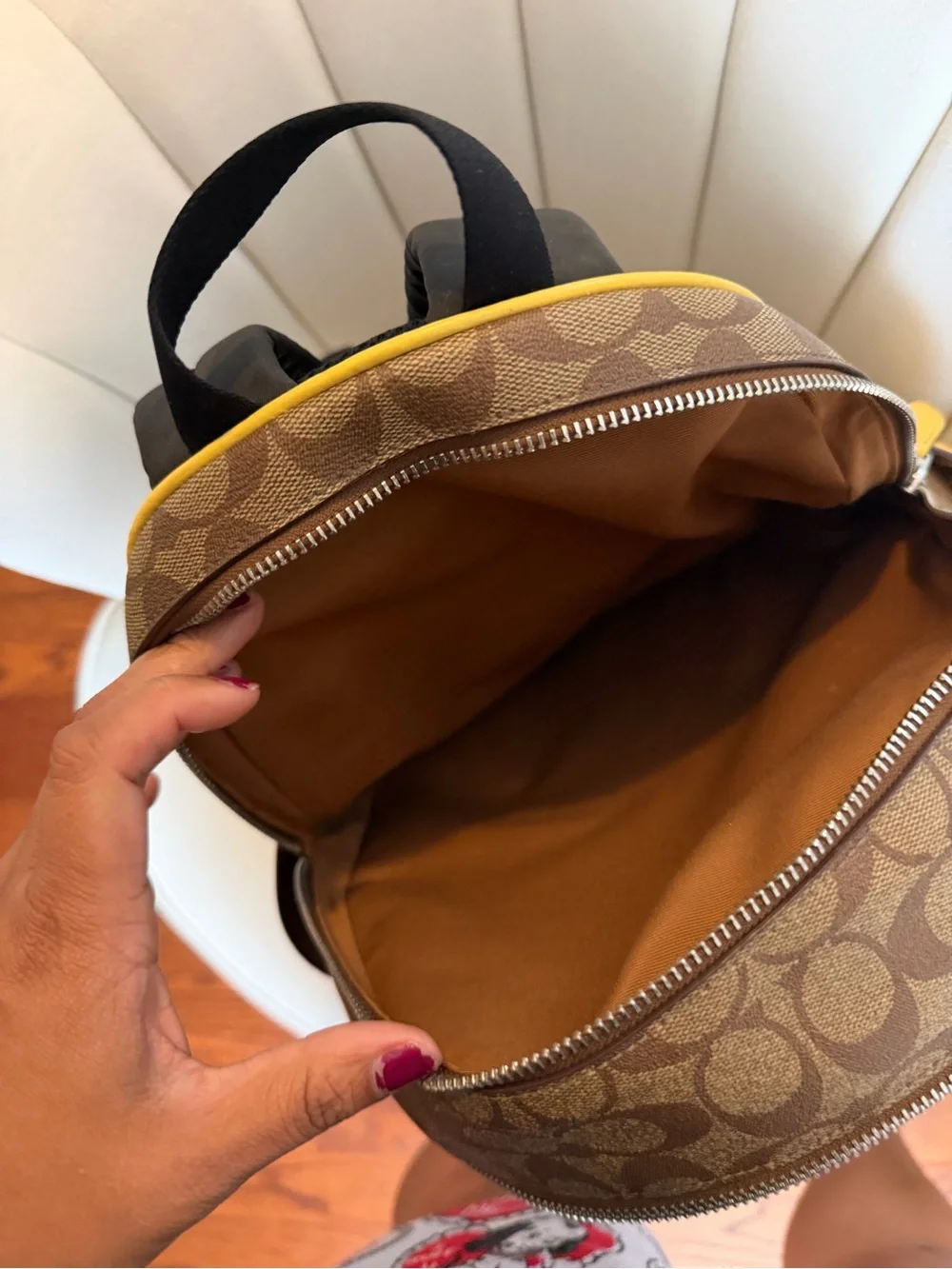 Butter Yellow Coach Backpack and Pouch